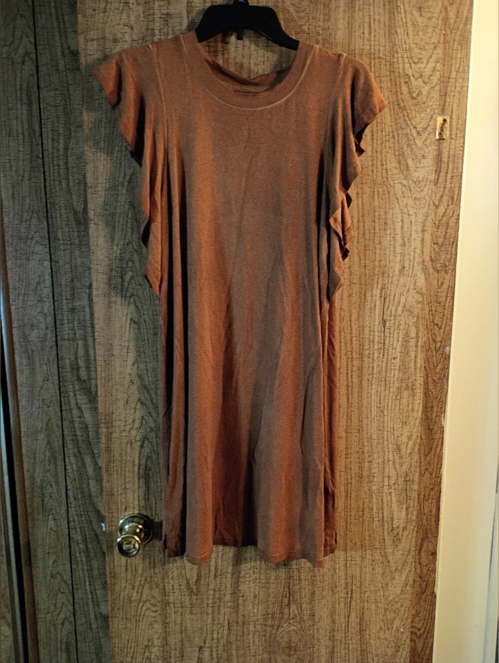 Women’s Wonderly Brown Short Sleeve Ruffle Mini Dress Size Small